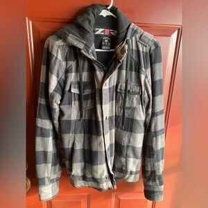 Women’s size medium hooded jacket Z1R flannel zipper snap pockets